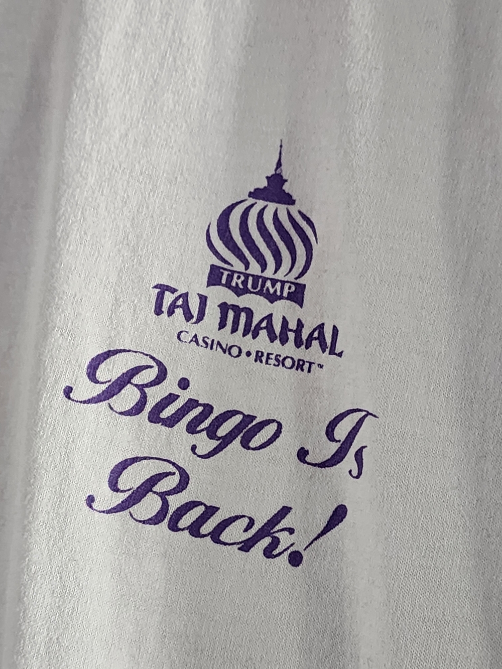 Vintage 90's Taj Mahal Atlantic City 'Bingo Is Back!' White Short-Sleeve Tee